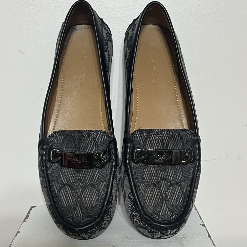Coach Signature Black and Gray Loafers